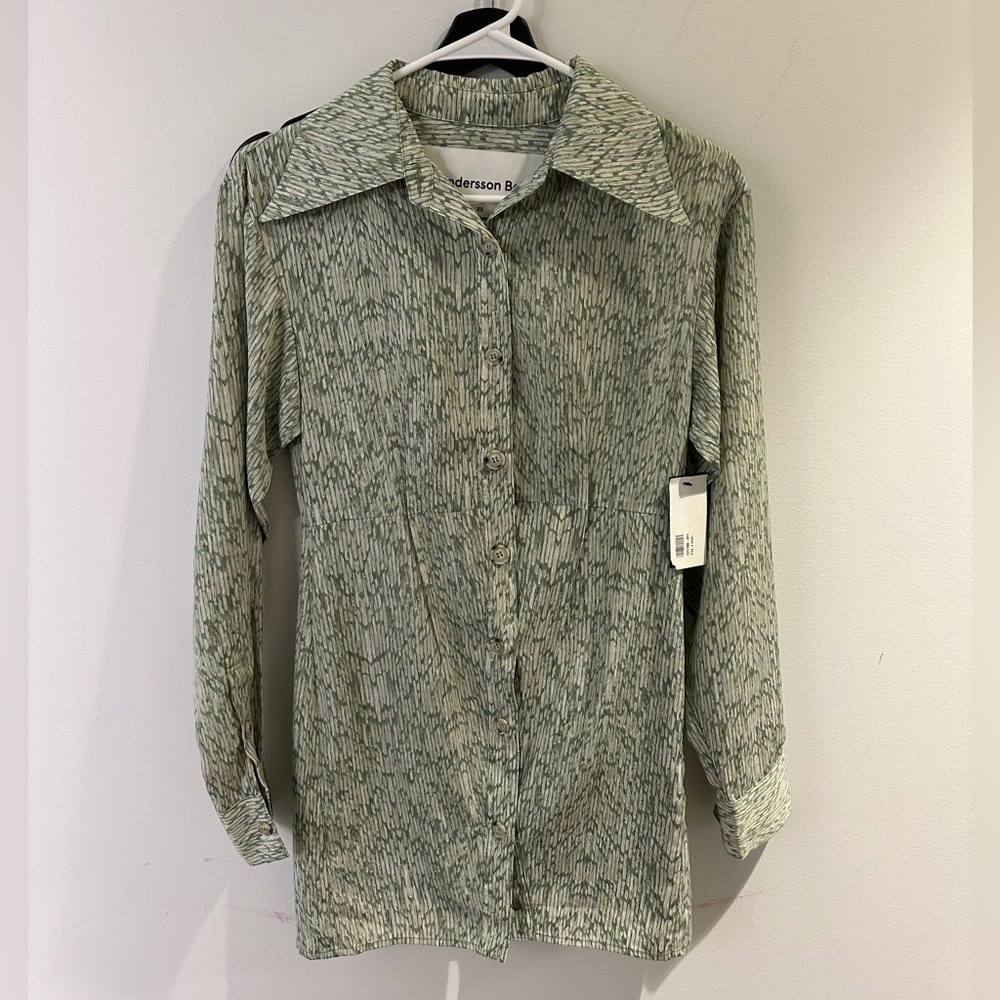Andersson Bell Green Patterned Button-Up Shirt XS… - image 1